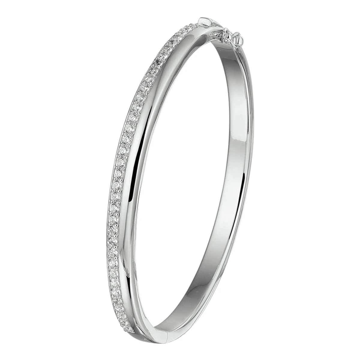 bangle scharnier zirkonia 5,5 x 58,5 mm zilver gerhodineerd