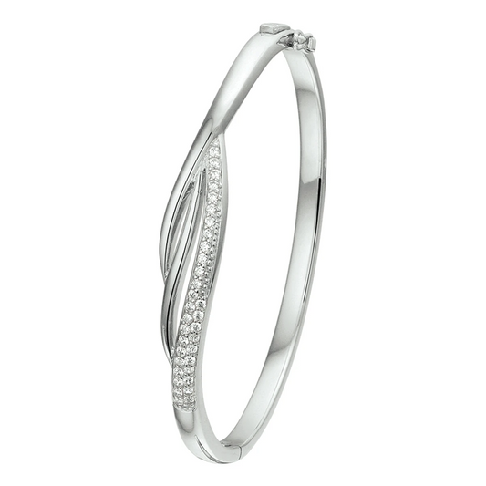 bangle scharnier zirkonia 9 x 60 mm zilver gerhodineerd