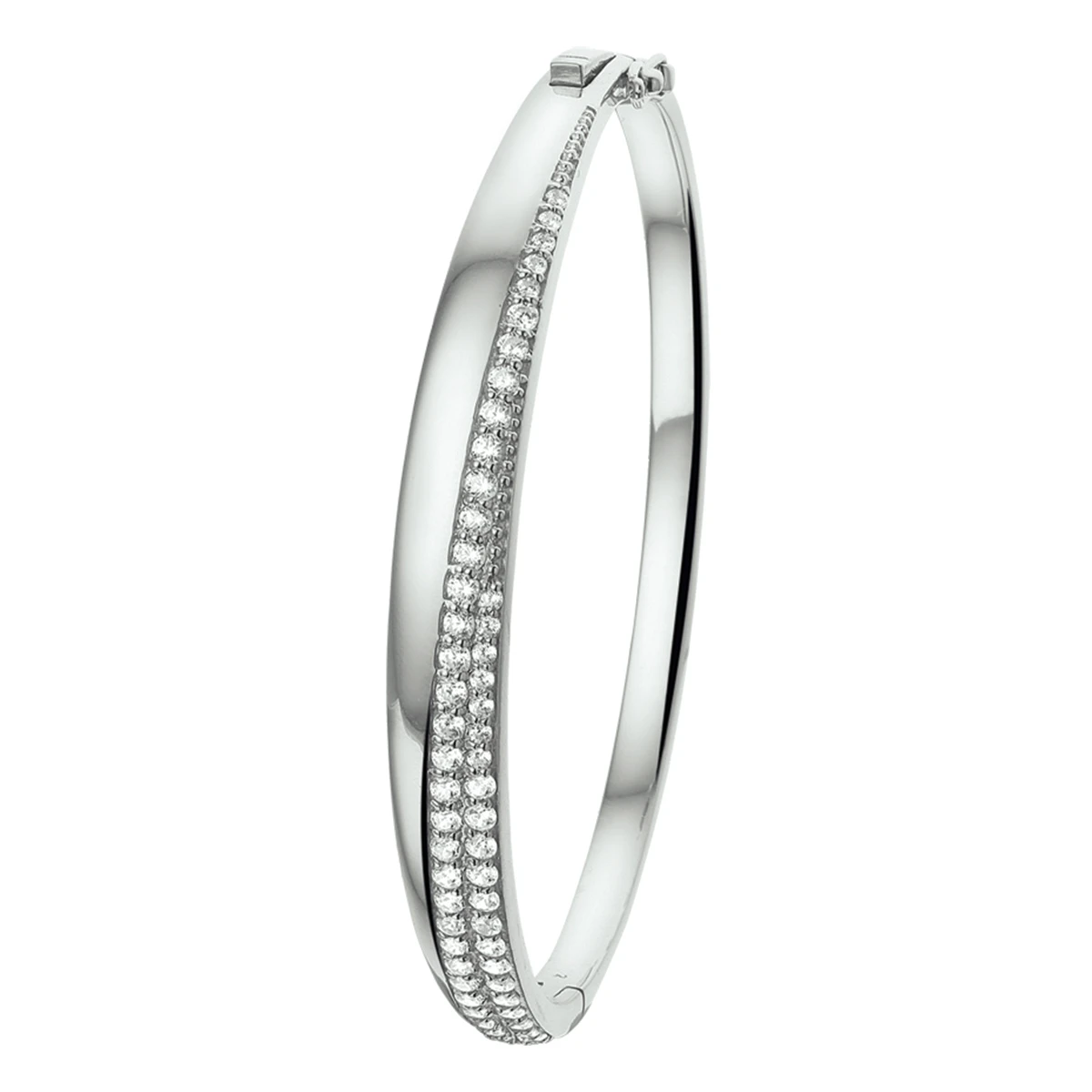 bangle scharnier zirkonia zilver gerhodineerd
