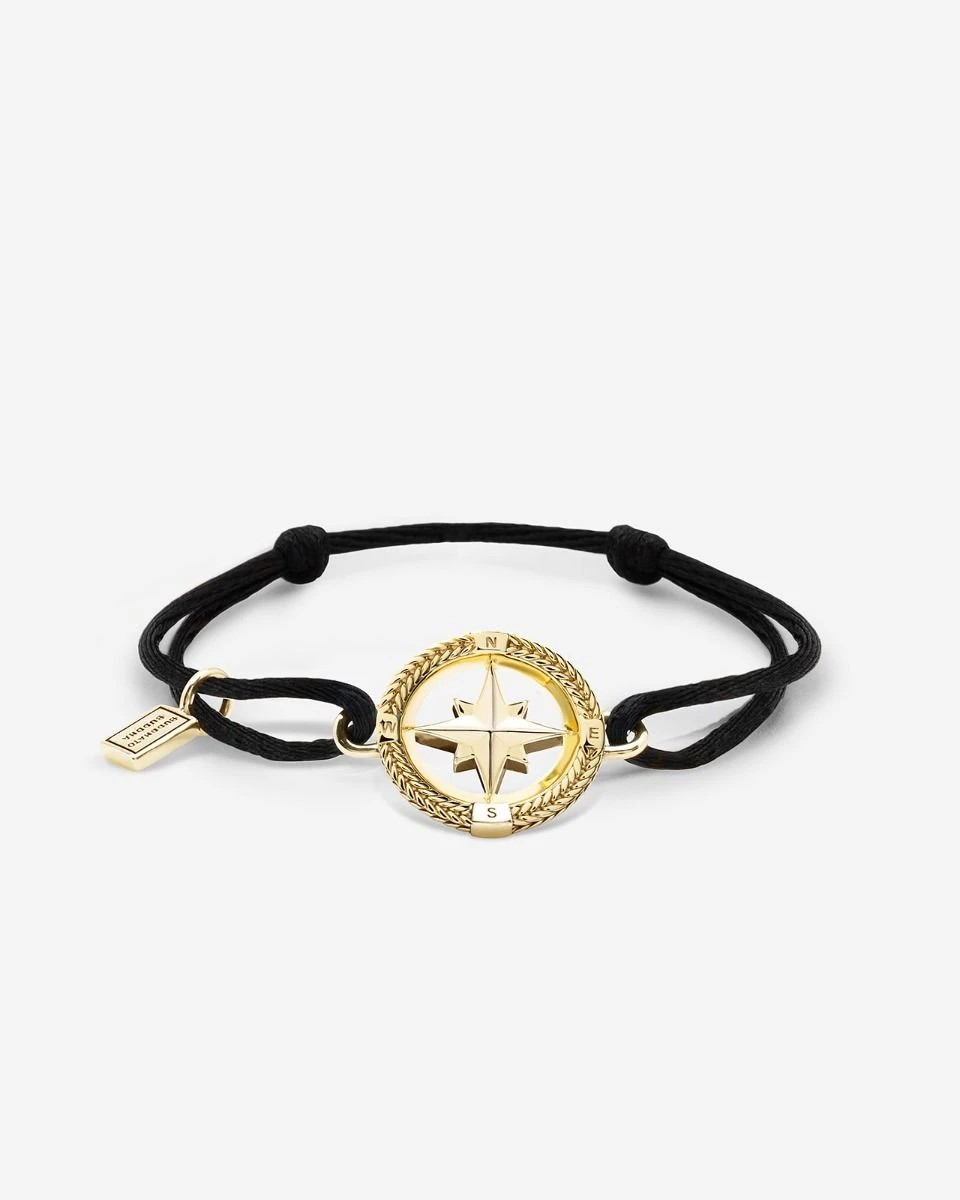 056GV one - Cord Bracelet Barbara Compass Gold Vermeil