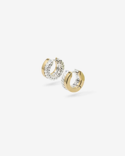 199GV one Dual Hoops Barbara Silver Gold Vermeil Set