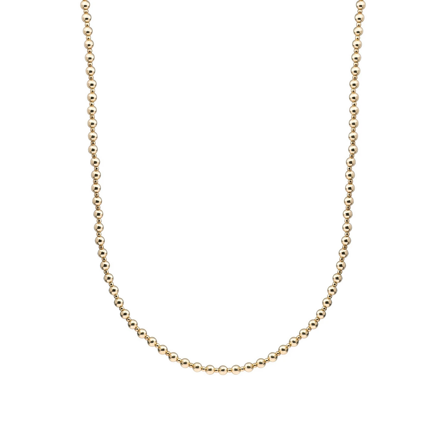 Beaded Necklace | 2mm + 4mm Gold - 42cm +2cm