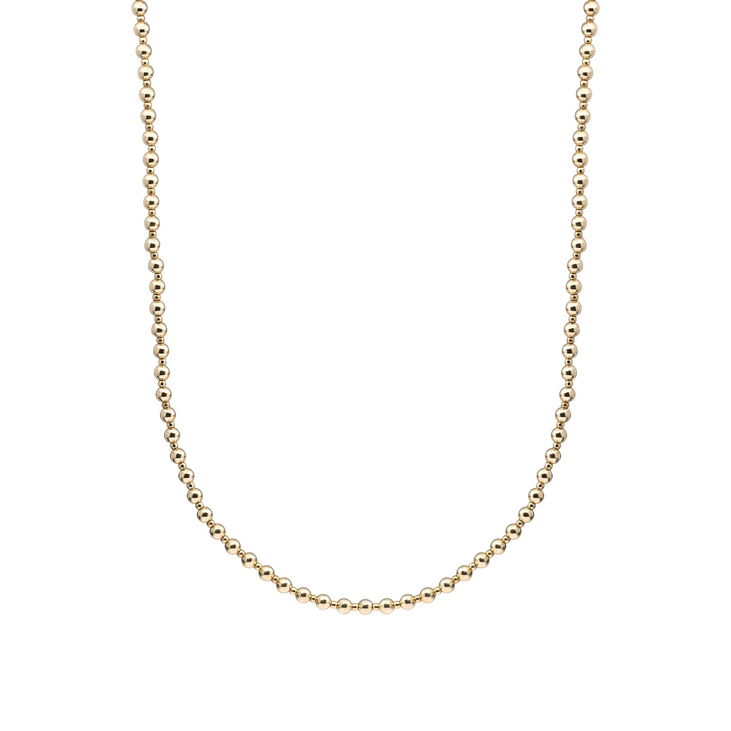 Beaded Necklace | 2mm + 4mm Gold - 42cm +2cm