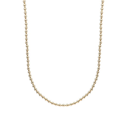 Beaded Necklace | 2mm + 4mm Gold - 42cm +2cm