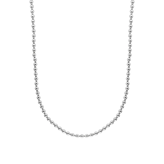 Beaded Necklace | 2mm + 4mm Silver - 42cm +2cm