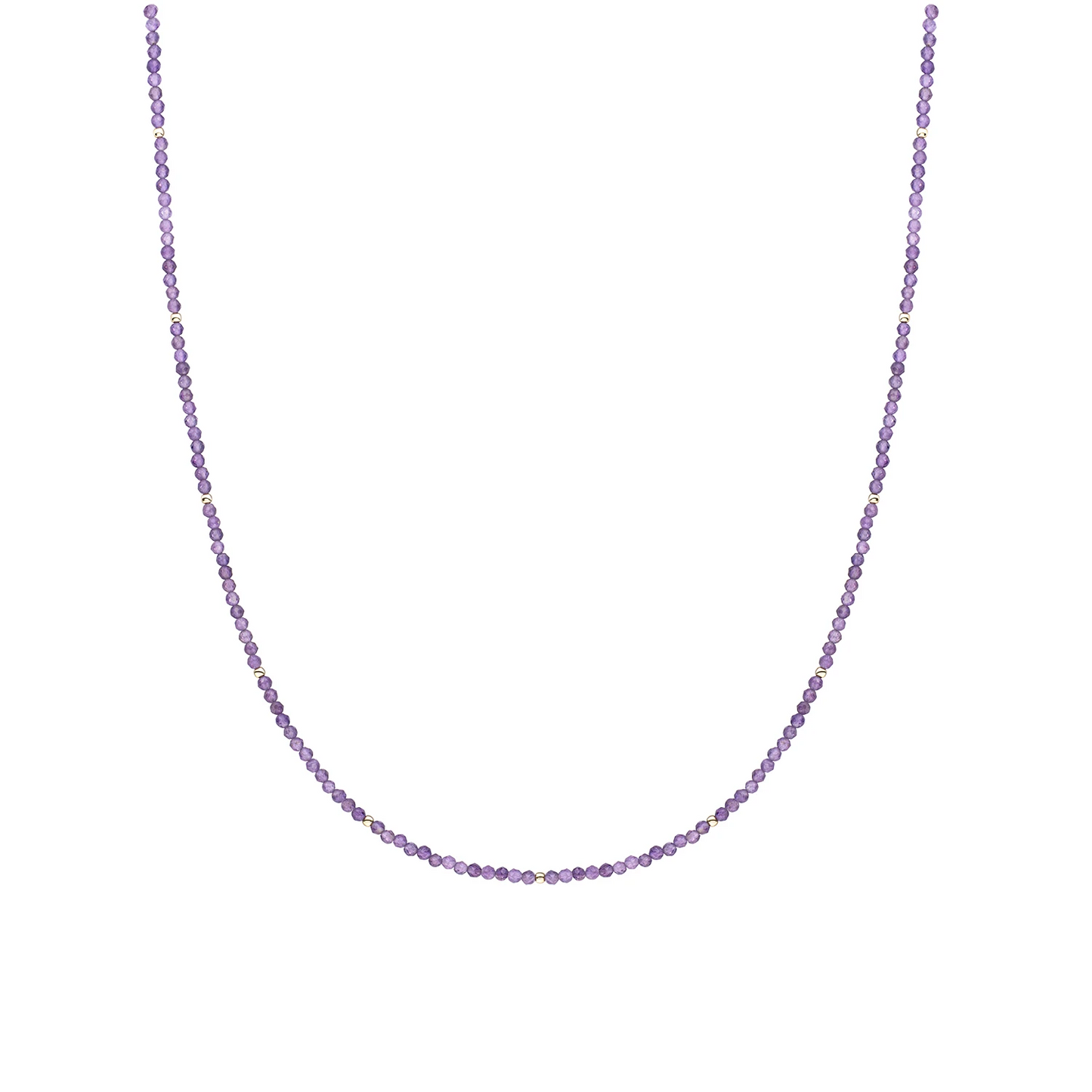 Beaded Necklace | 2mm Amethyst Gold - 42cm +2cm