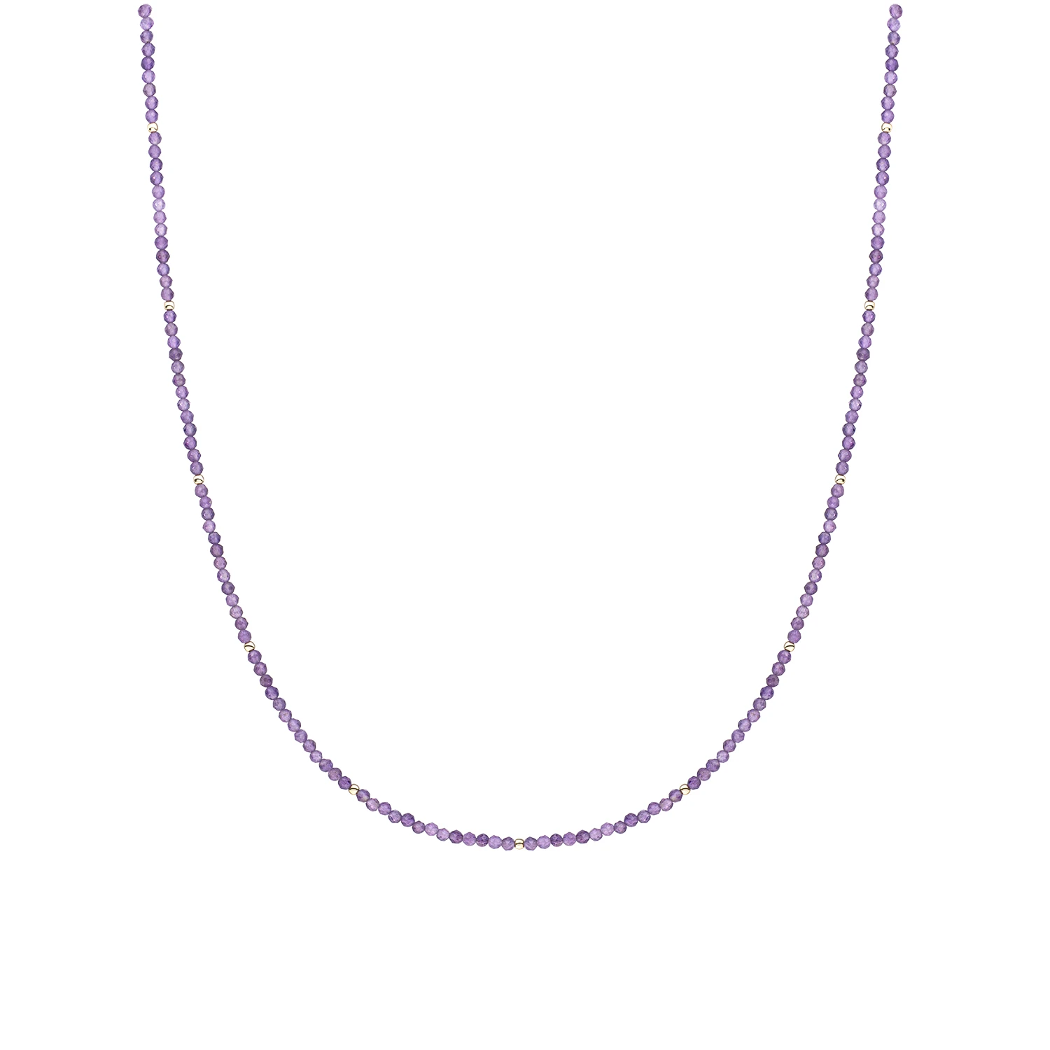 Beaded Necklace | 2mm Amethyst Gold - 42cm +2cm