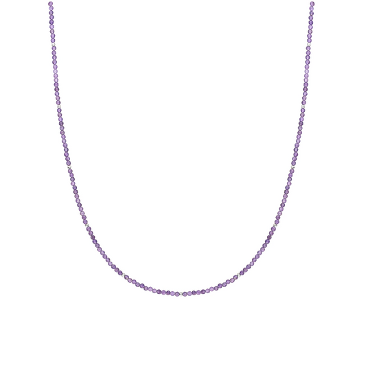 Beaded Necklace | 2mm Amethyst Silver - 42cm +2cm
