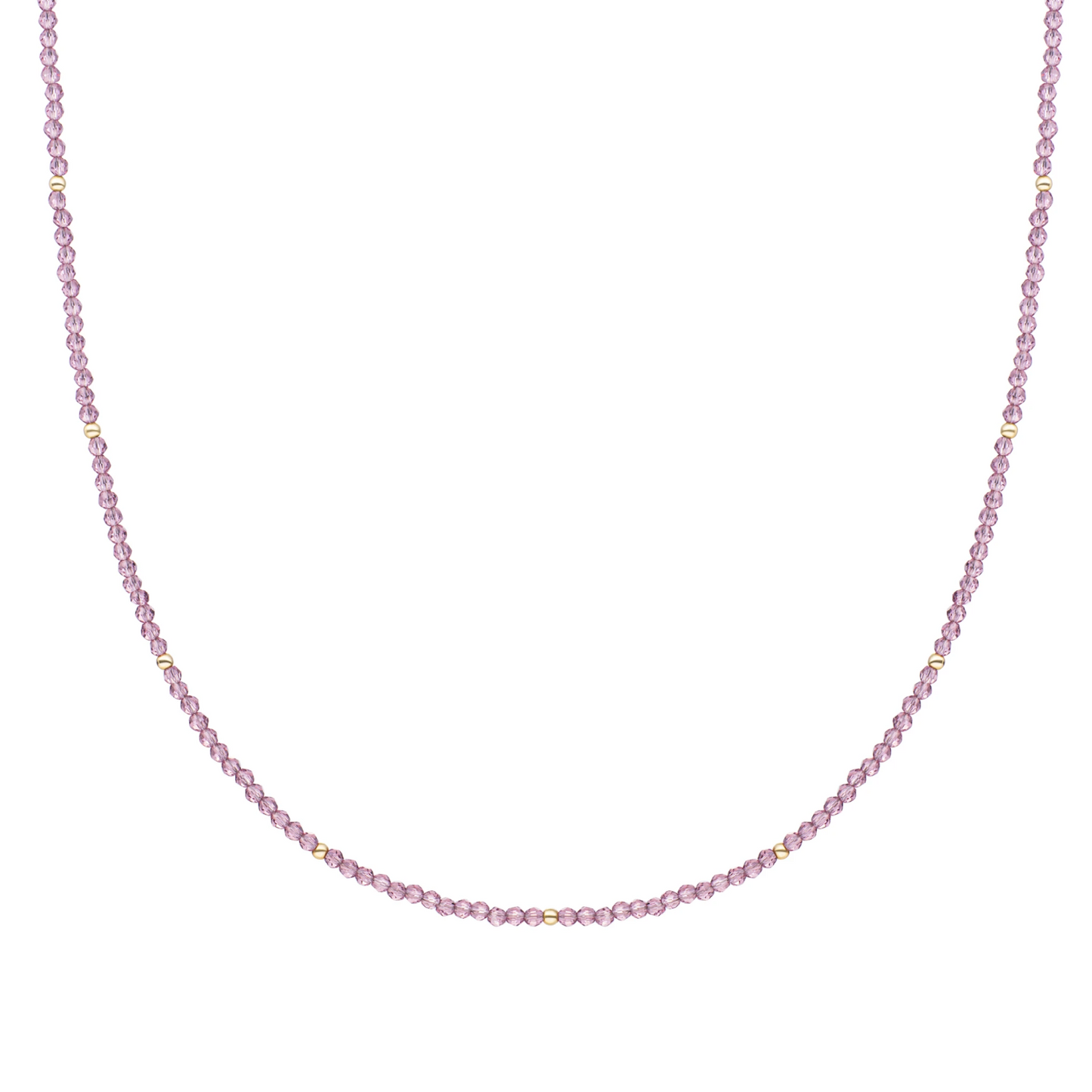 Beaded Necklace | 2mm Aubergine Quartz  Gold - 42cm +2cm
