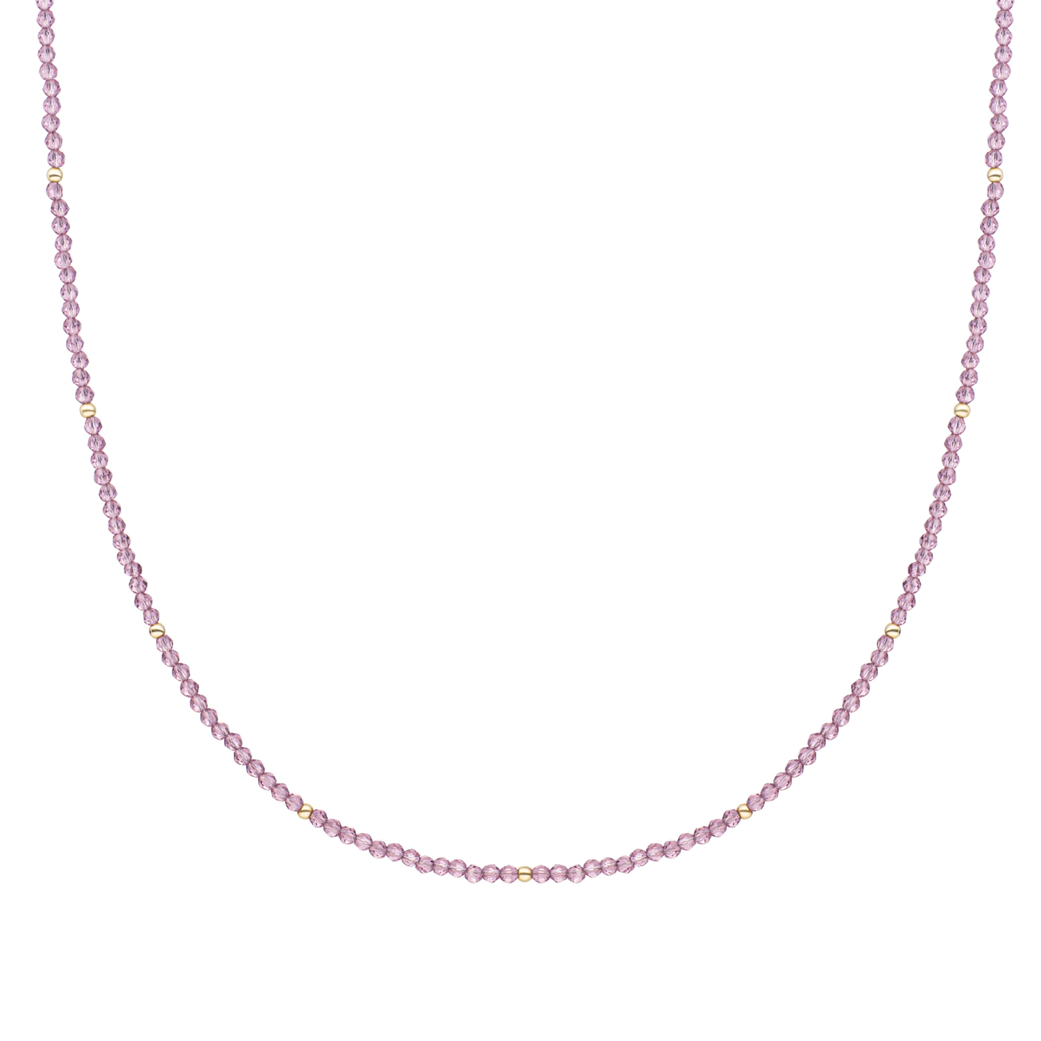 Beaded Necklace | 2mm Aubergine Quartz  Gold - 42cm +2cm