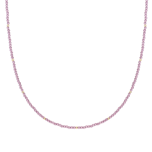 Beaded Necklace | 2mm Aubergine Quartz  Gold - 42cm +2cm