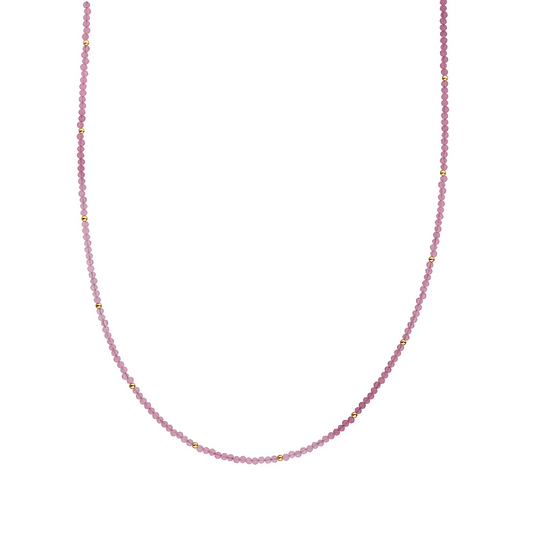 Beaded Necklace | 2mm Candy Jade Gold - 42cm +2cm