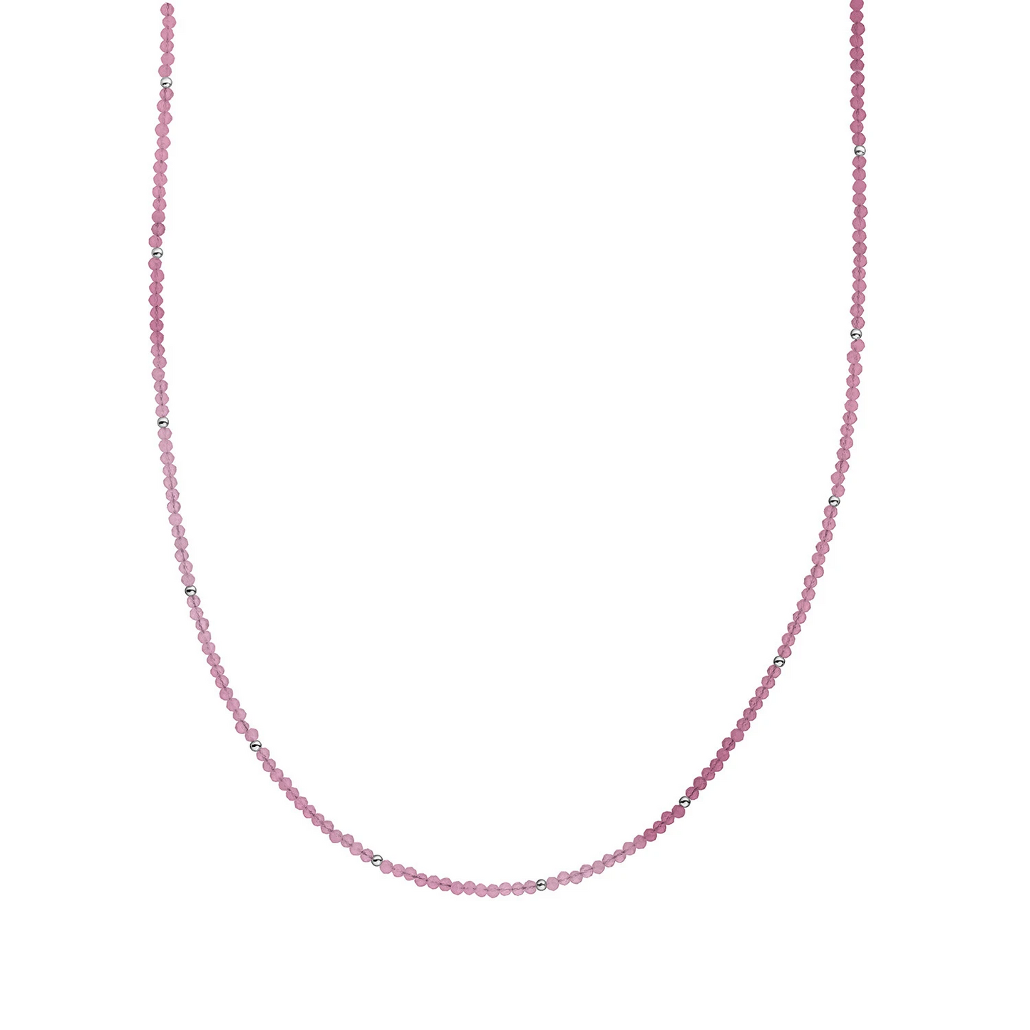 Beaded Necklace | 2mm Candy Jade Silver - 42cm +2cm