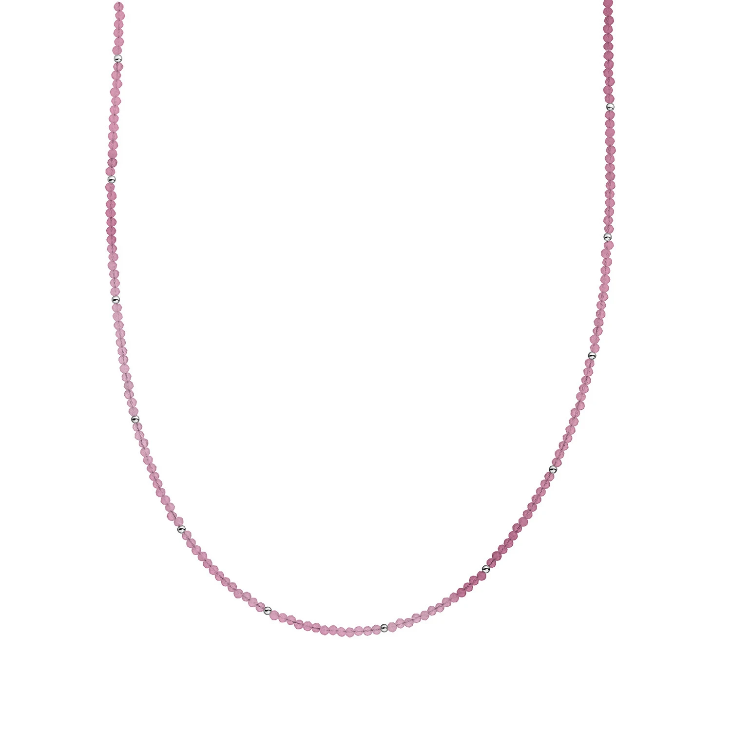 Beaded Necklace | 2mm Candy Jade Silver - 42cm +2cm