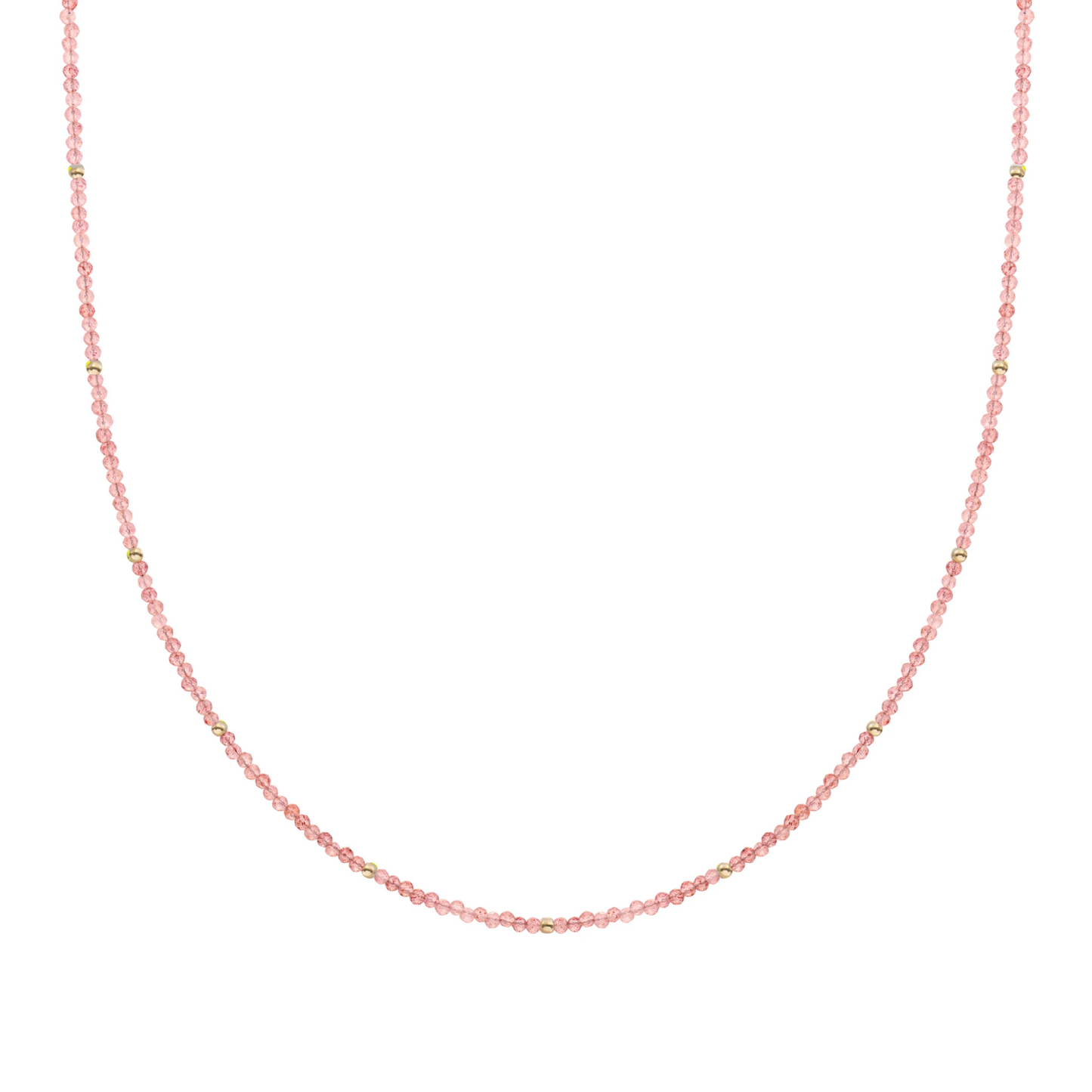 Beaded Necklace | 2mm Cherry Quartz  Gold - 42cm +2cm