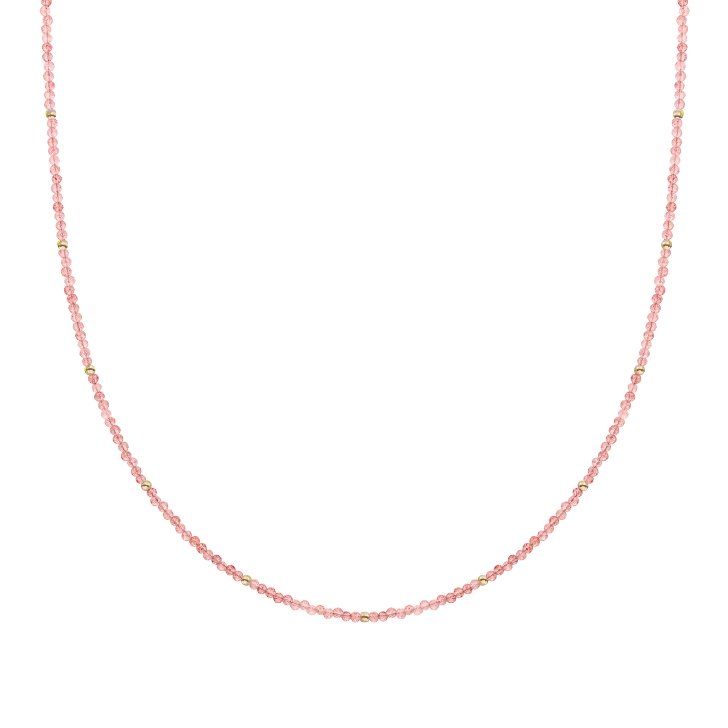 Beaded Necklace | 2mm Cherry Quartz  Gold - 42cm +2cm