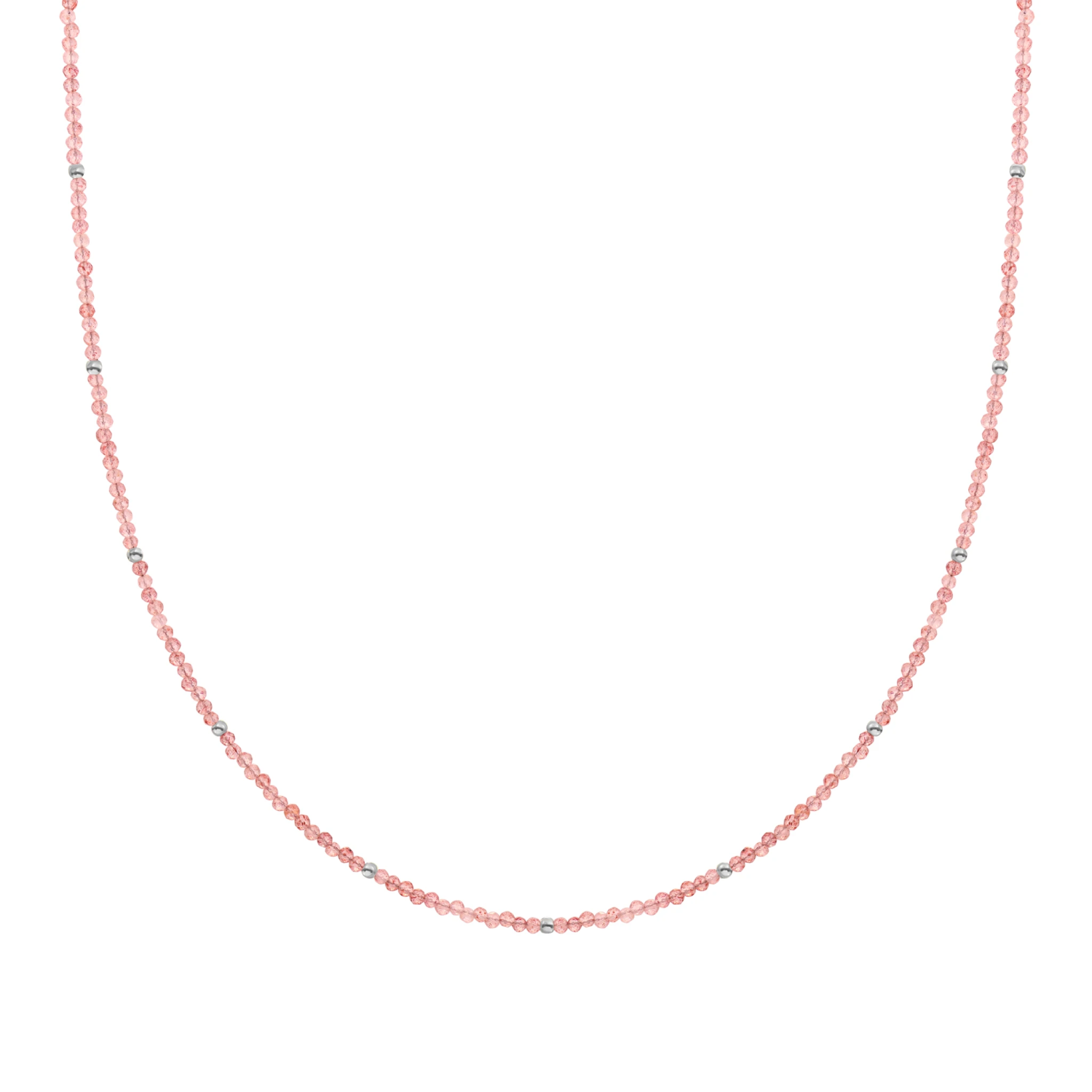 Beaded Necklace | 2mm Cherry Quartz  Silver - 42cm +2cm