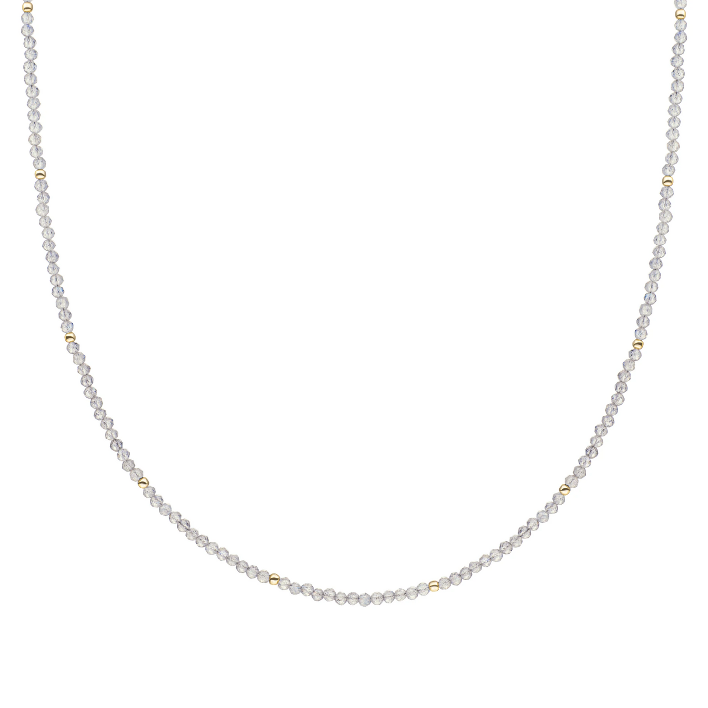 Beaded Necklace | 2mm Labradorite  Gold - 42cm +2cm