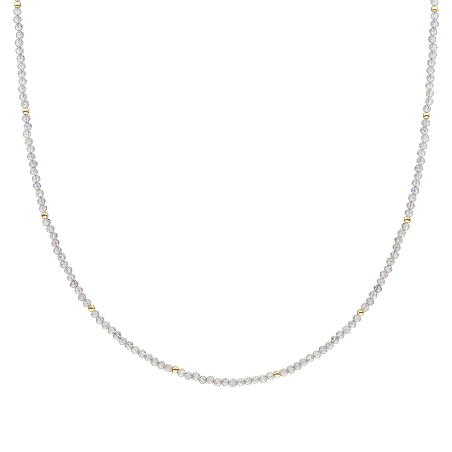 Beaded Necklace | 2mm Labradorite  Gold - 42cm +2cm