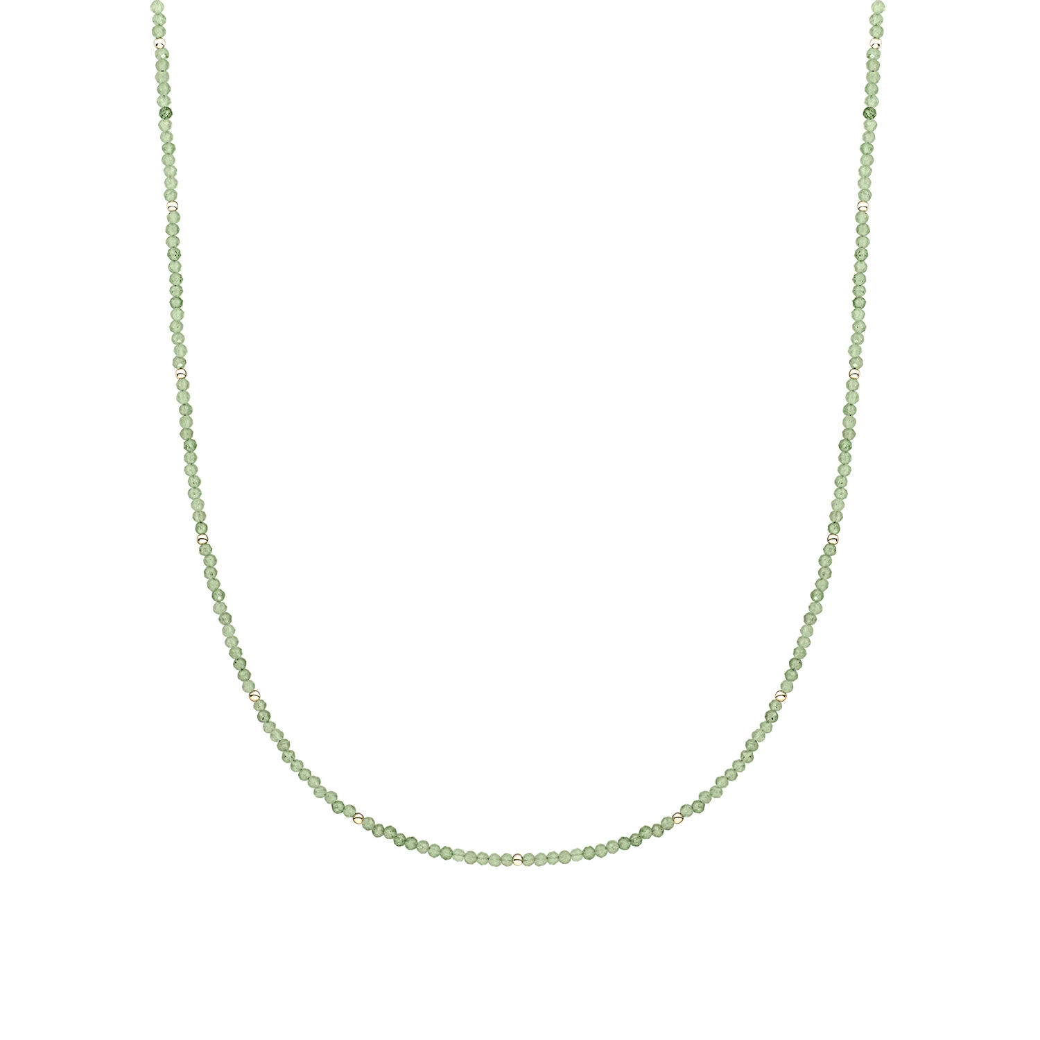 Beaded Necklace | 2mm Lime Jade Gold - 42cm +2cm