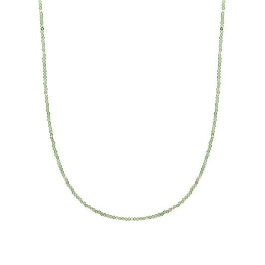 Beaded Necklace | 2mm Lime Jade Gold - 42cm +2cm