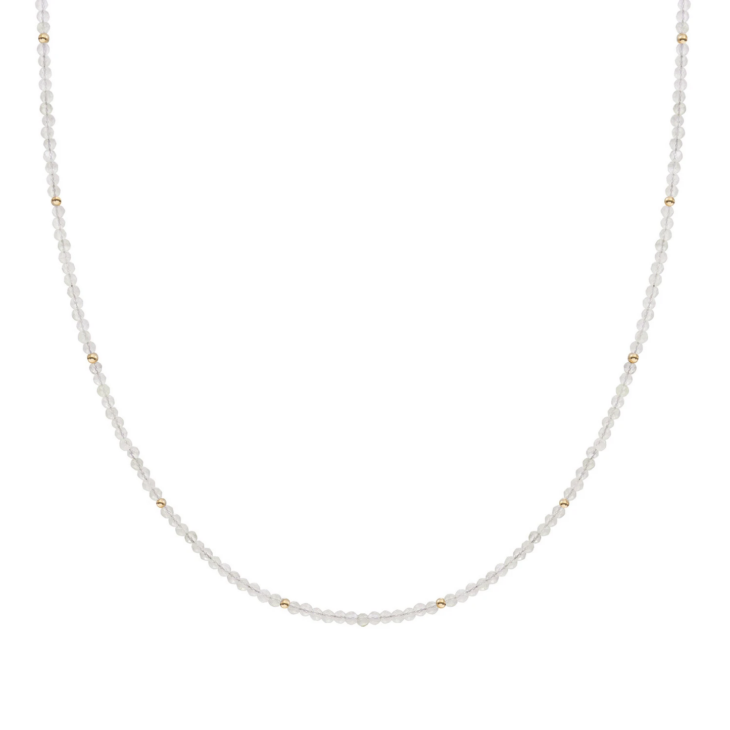 Beaded Necklace | 2mm Moonstone  Gold - 42cm +2cm