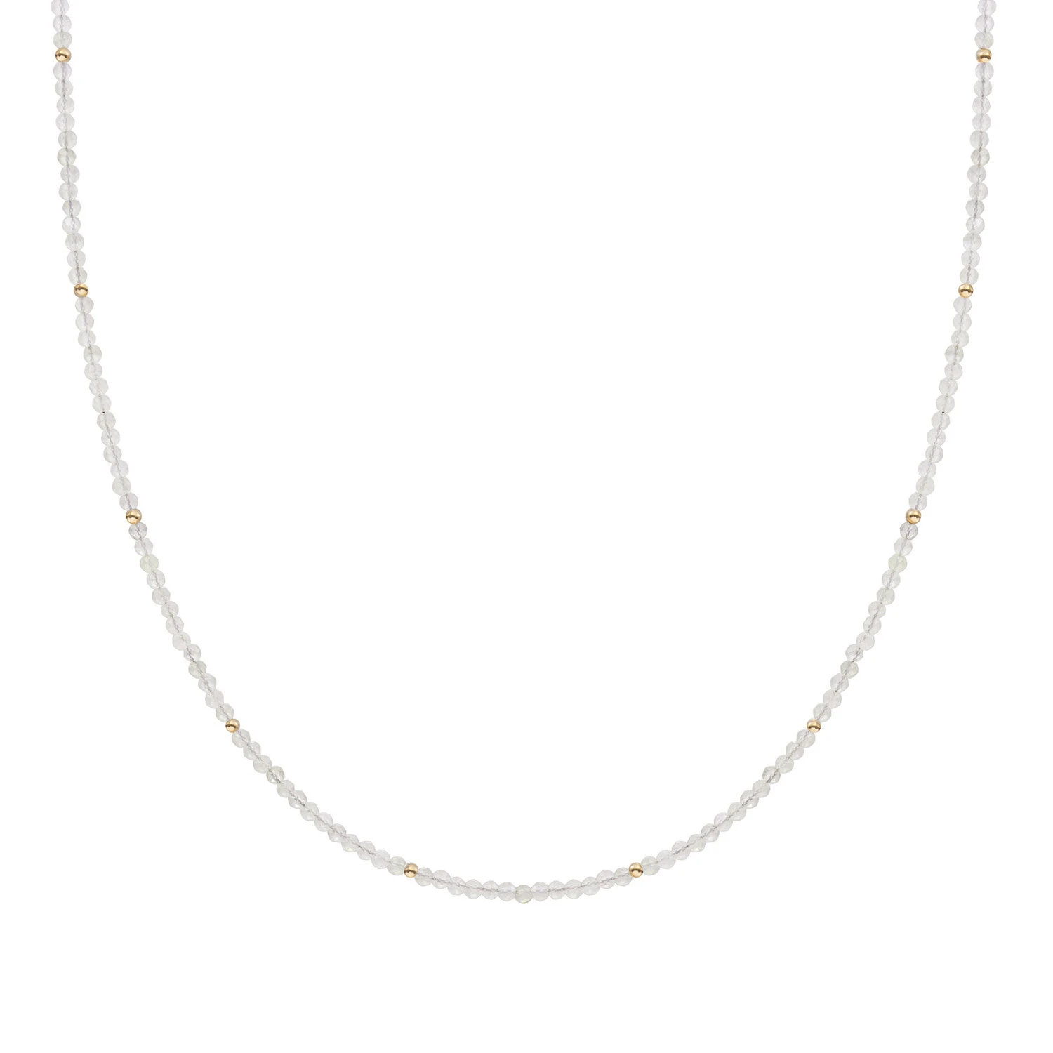 Beaded Necklace | 2mm Moonstone  Gold - 42cm +2cm