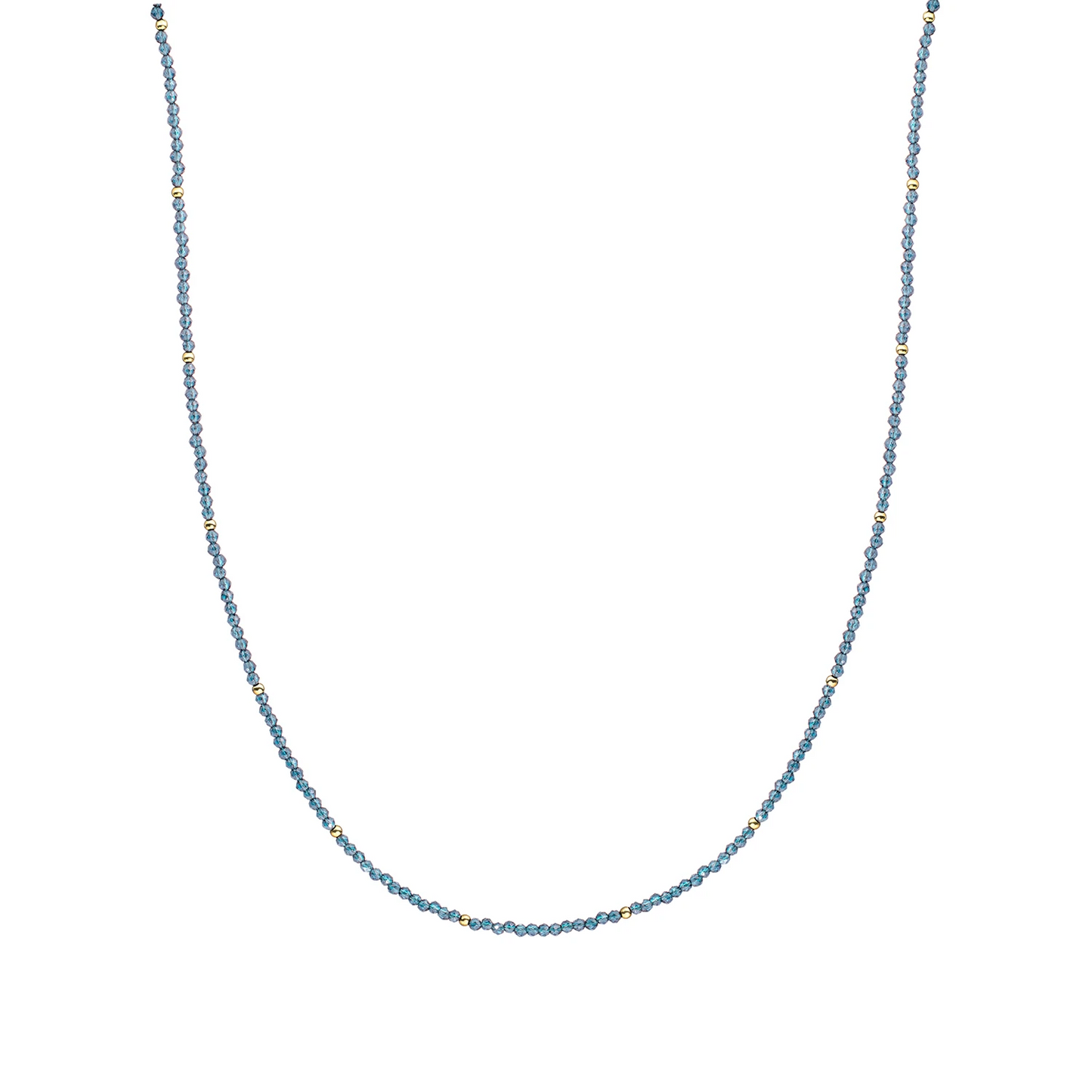 Beaded Necklace | 2mm Ocean Topaz Quartz  Gold - 42cm +2cm - NLK04G-G67