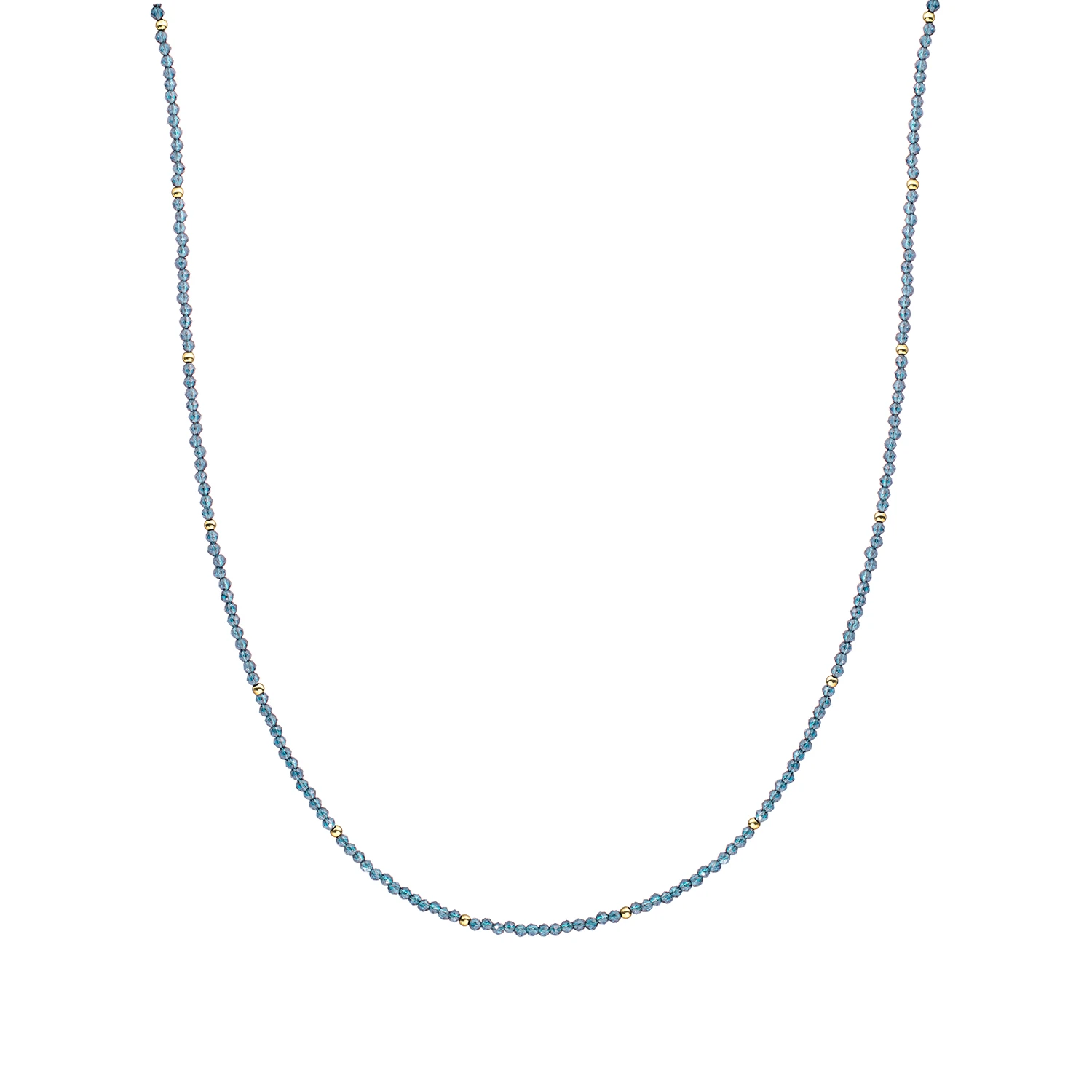 Beaded Necklace | 2mm Ocean Topaz Quartz  Gold - 42cm +2cm - NLK04G-G67