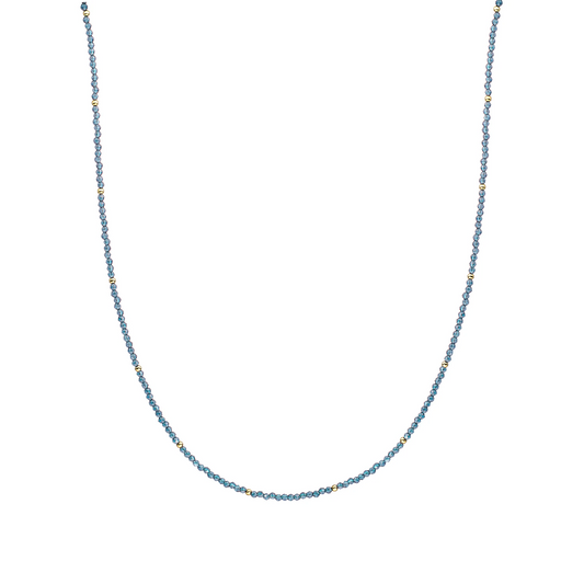 Beaded Necklace | 2mm Ocean Topaz Quartz  Gold - 42cm +2cm