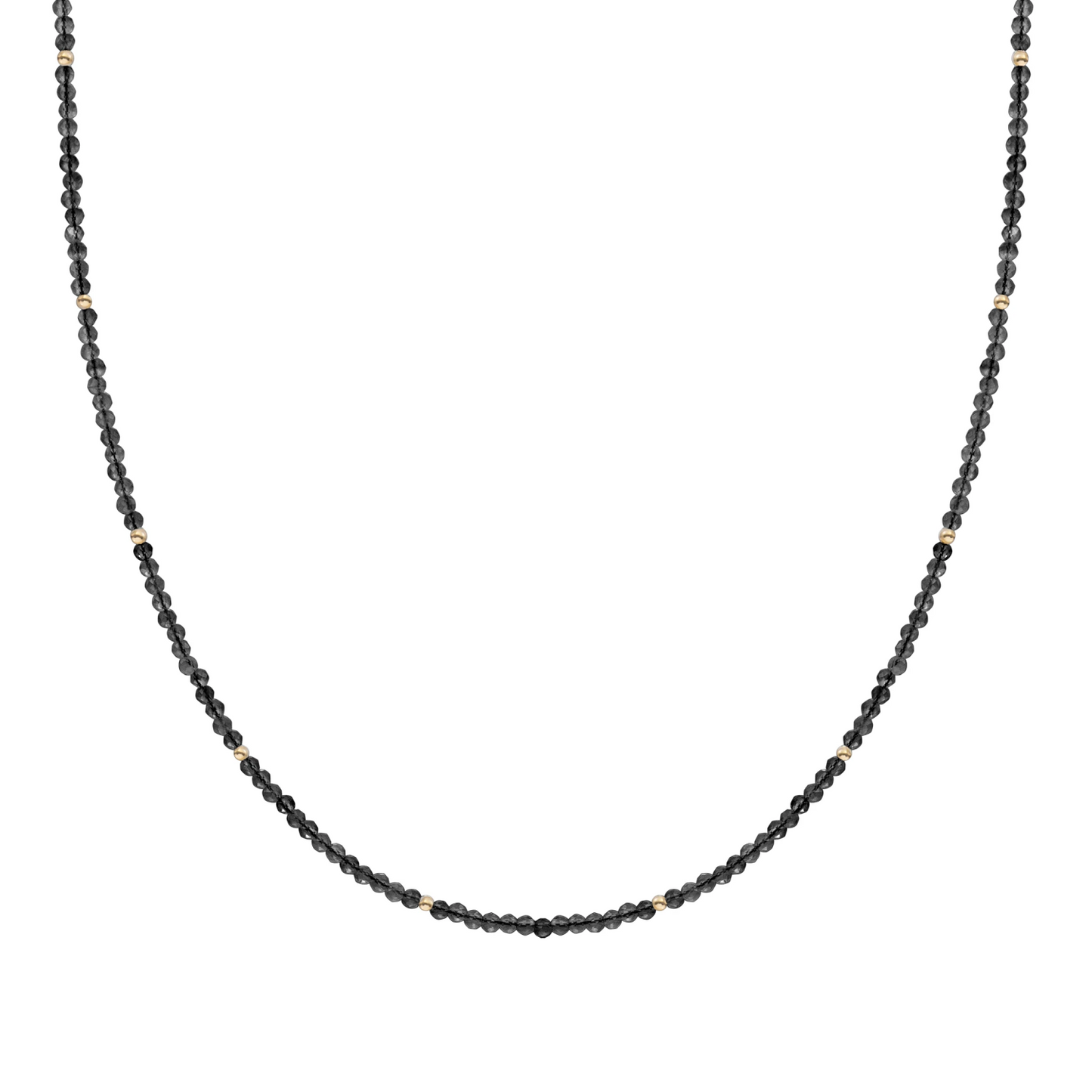 Beaded Necklace | 2mm Onyx  Gold - 42cm +2cm
