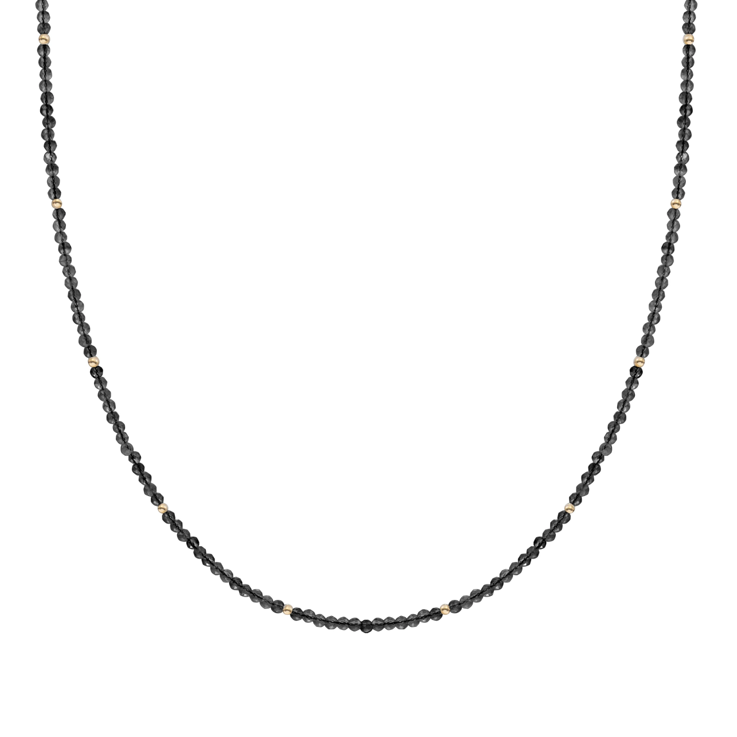 Beaded Necklace | 2mm Onyx  Gold - 42cm +2cm