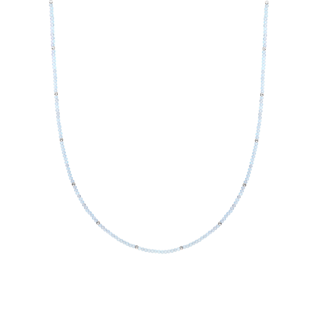 Beaded Necklace | 2mm Opalite Silver - 42cm +2cm
