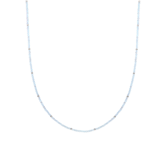 Beaded Necklace | 2mm Opalite Silver - 42cm +2cm