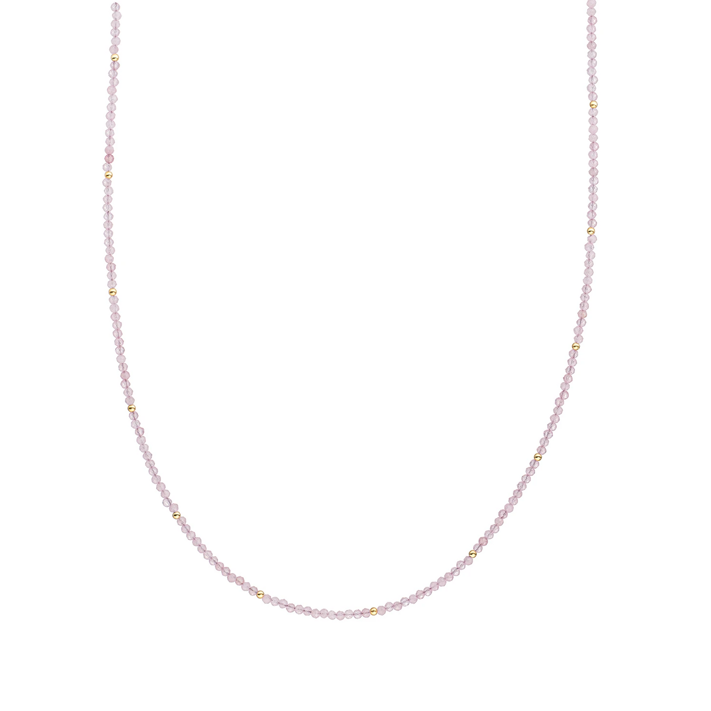 Beaded Necklace | 2mm Pink Opalite  Gold - 42cm +2cm
