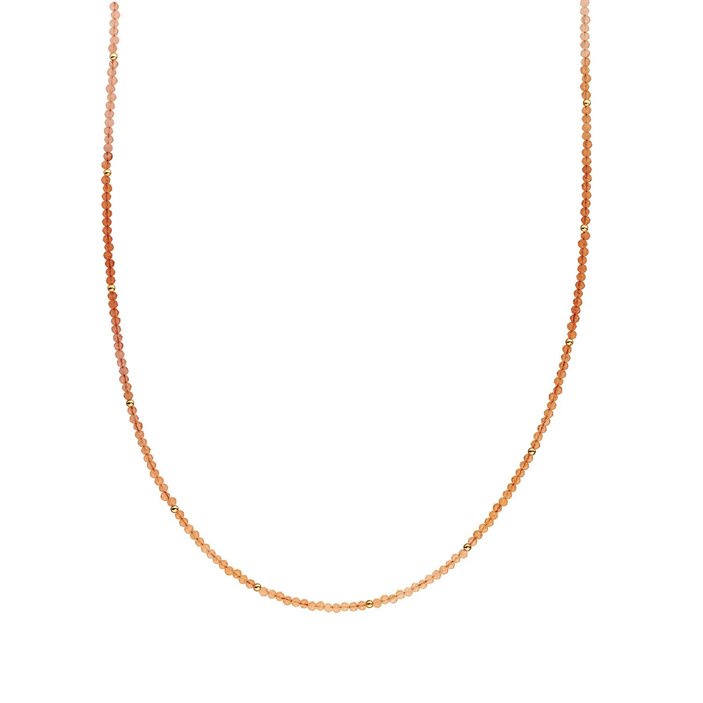 Beaded Necklace | 2mm Red Aventurine Gold - 42cm +2cm
