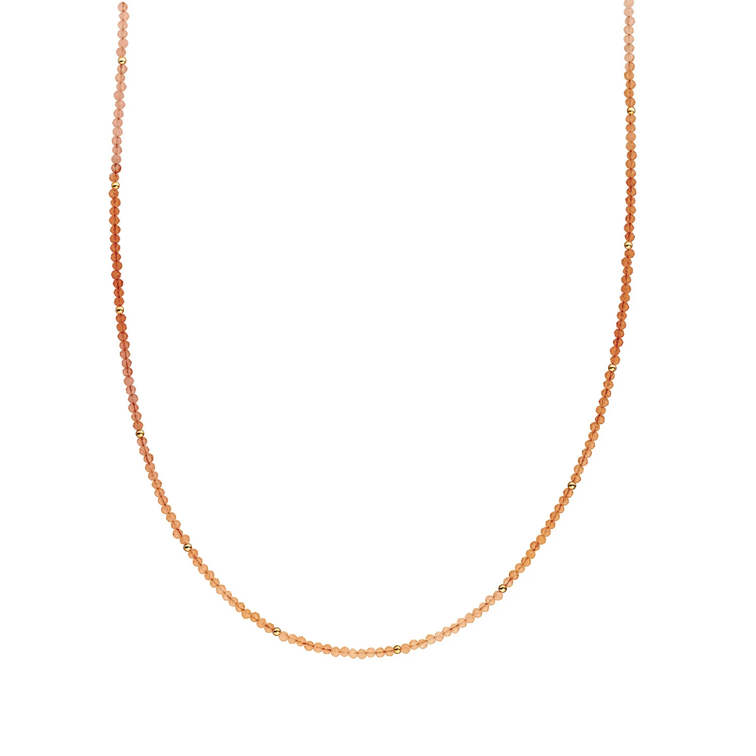 Beaded Necklace | 2mm Red Aventurine Gold - 42cm +2cm