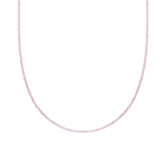 Beaded Necklace | 2mm Rose Quartz Gold - 42cm +2cm
