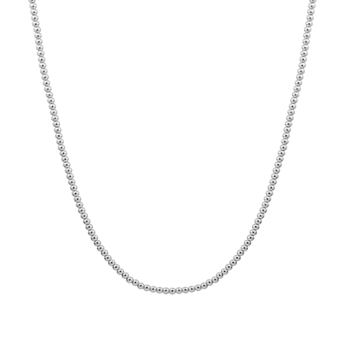 Beaded Necklace | 2mm  Silver - 42cm +2cm