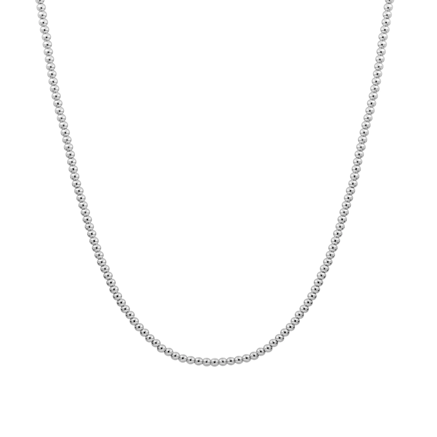 Beaded Necklace | 2mm  Silver - 42cm +2cm