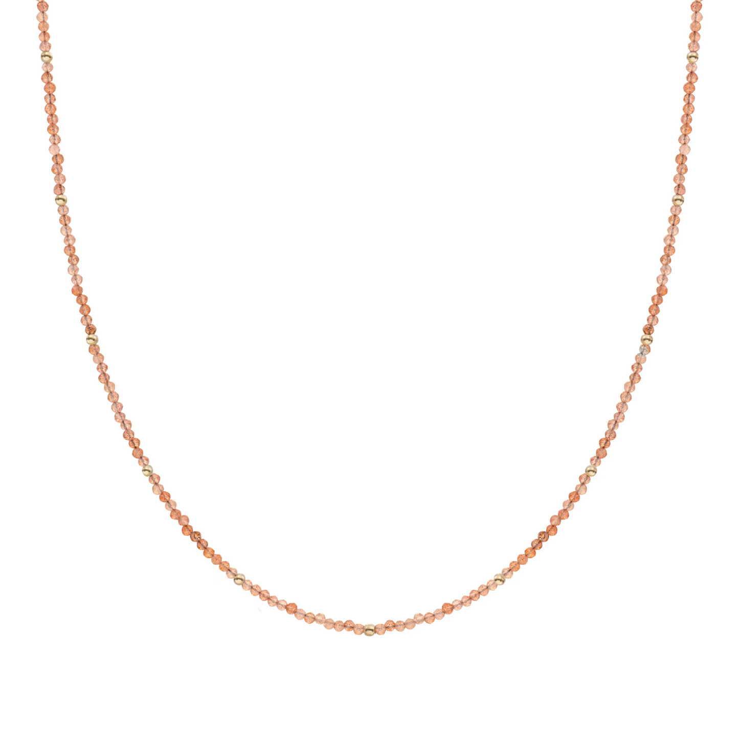 Beaded Necklace | 2mm Sunstone  Gold - 42cm +2cm