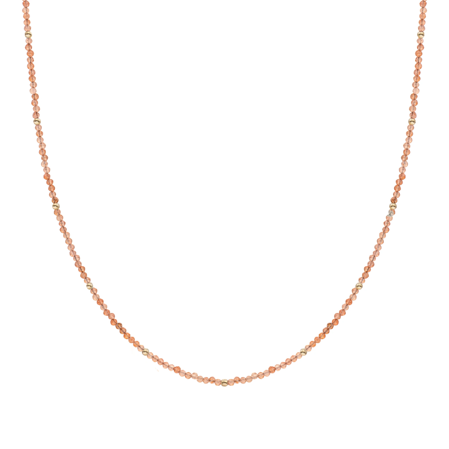 Beaded Necklace | 2mm Sunstone  Gold - 42cm +2cm