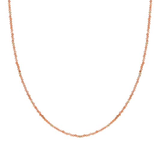 Beaded Necklace | 2mm Sunstone  Gold - 42cm +2cm
