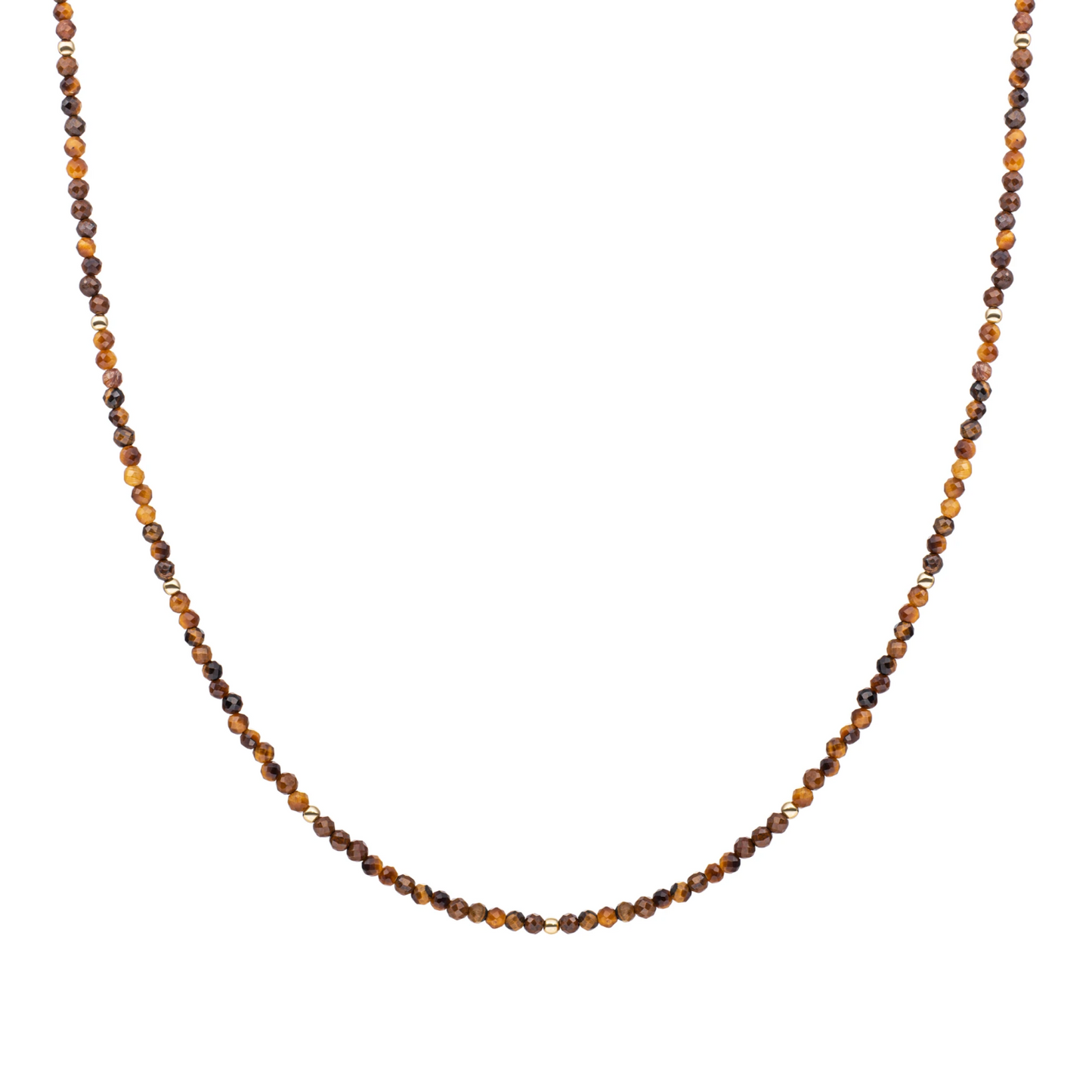 Beaded Necklace | 2mm Tiger Eye  Gold - 42cm +2cm