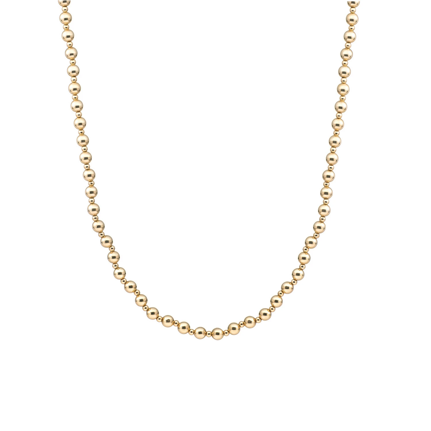 Beaded Necklace | 3mm + 6mm Gold - 42cm +2cm