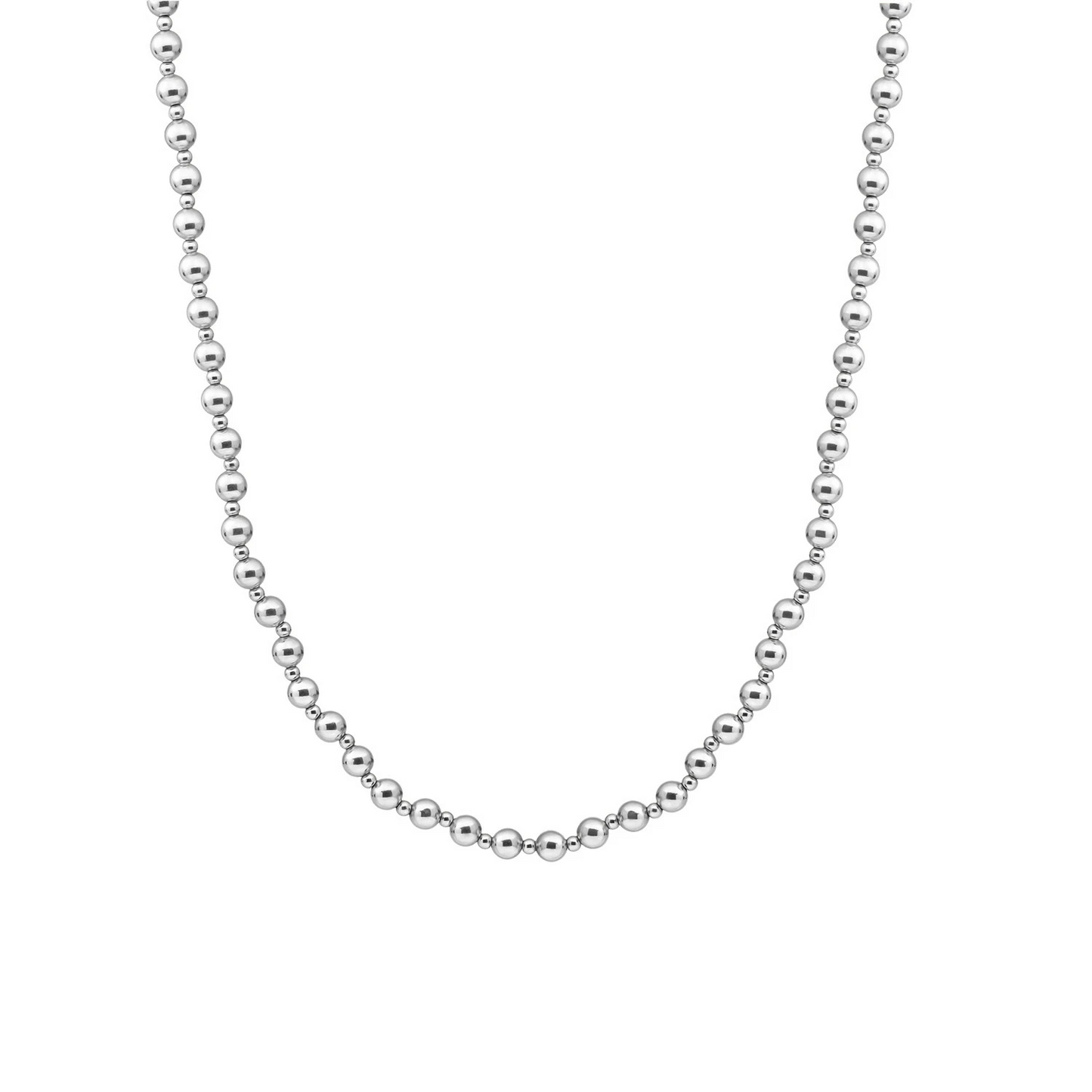 Beaded Necklace | 3mm + 6mm Silver - 42cm +2cm