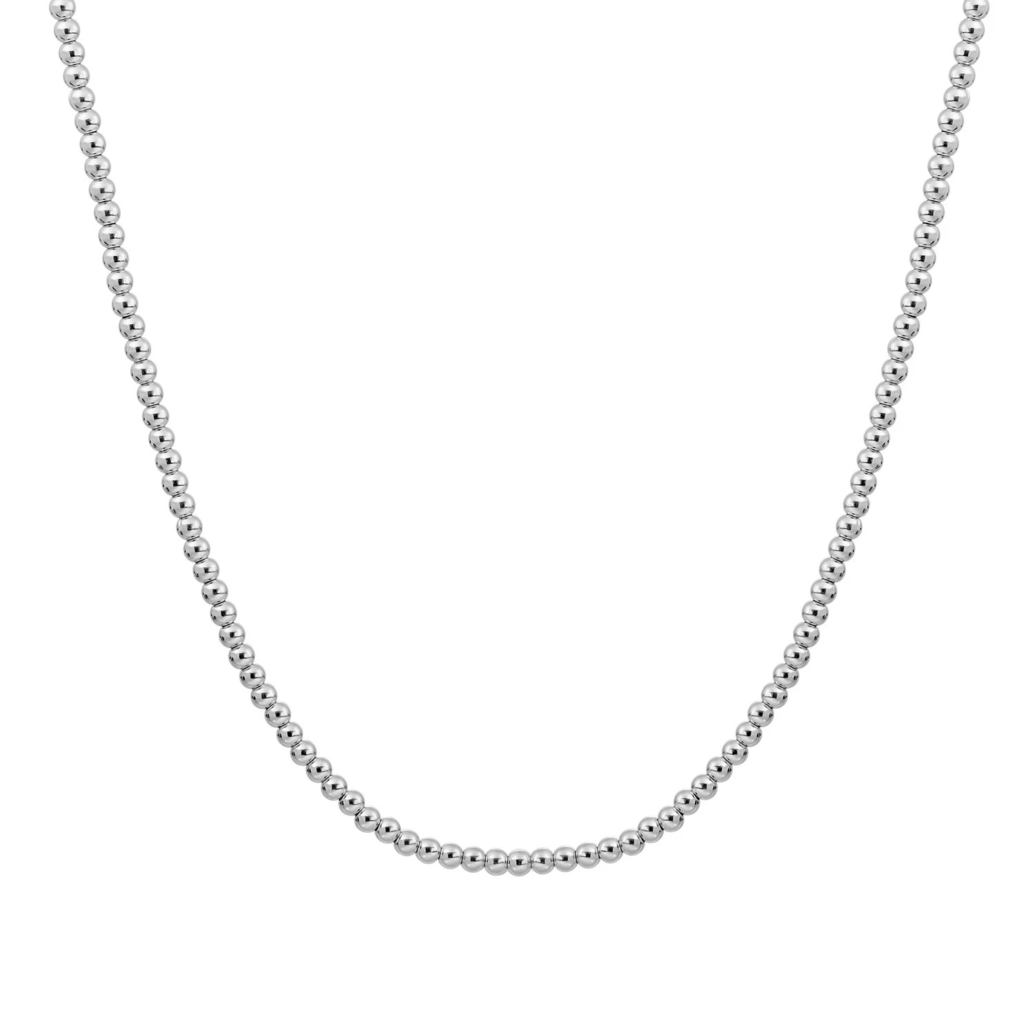 Beaded Necklace | 3mm Silver - 42cm +2cm