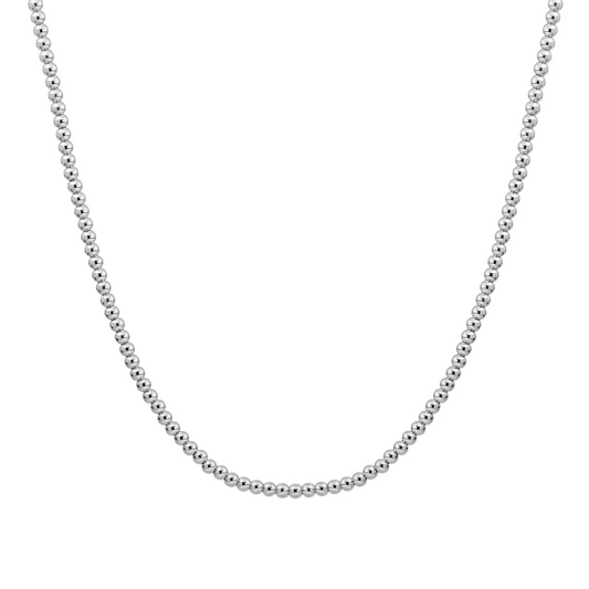 Beaded Necklace | 3mm Silver - 42cm +2cm