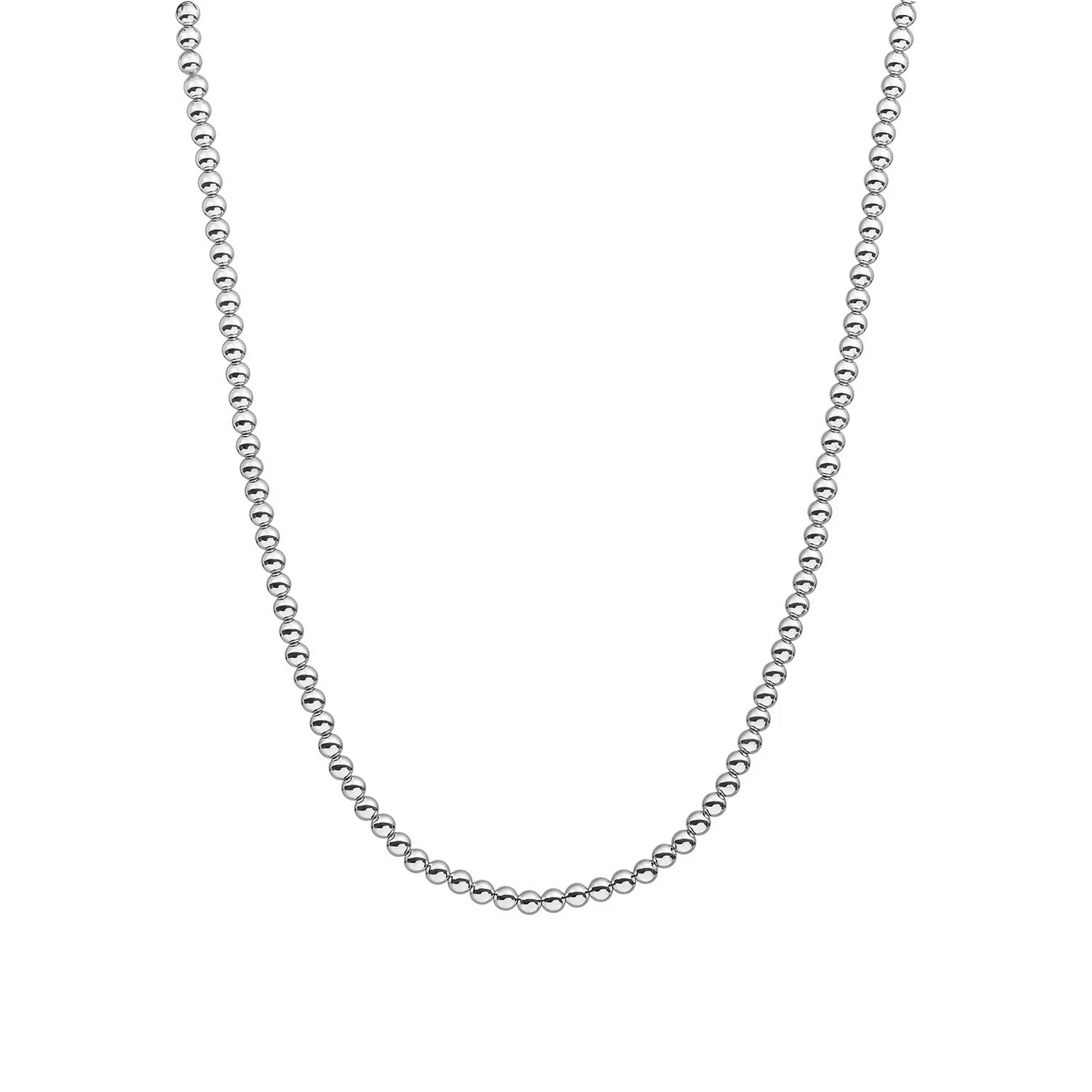 Beaded Necklace | 4mm Silver - 42cm +2cm