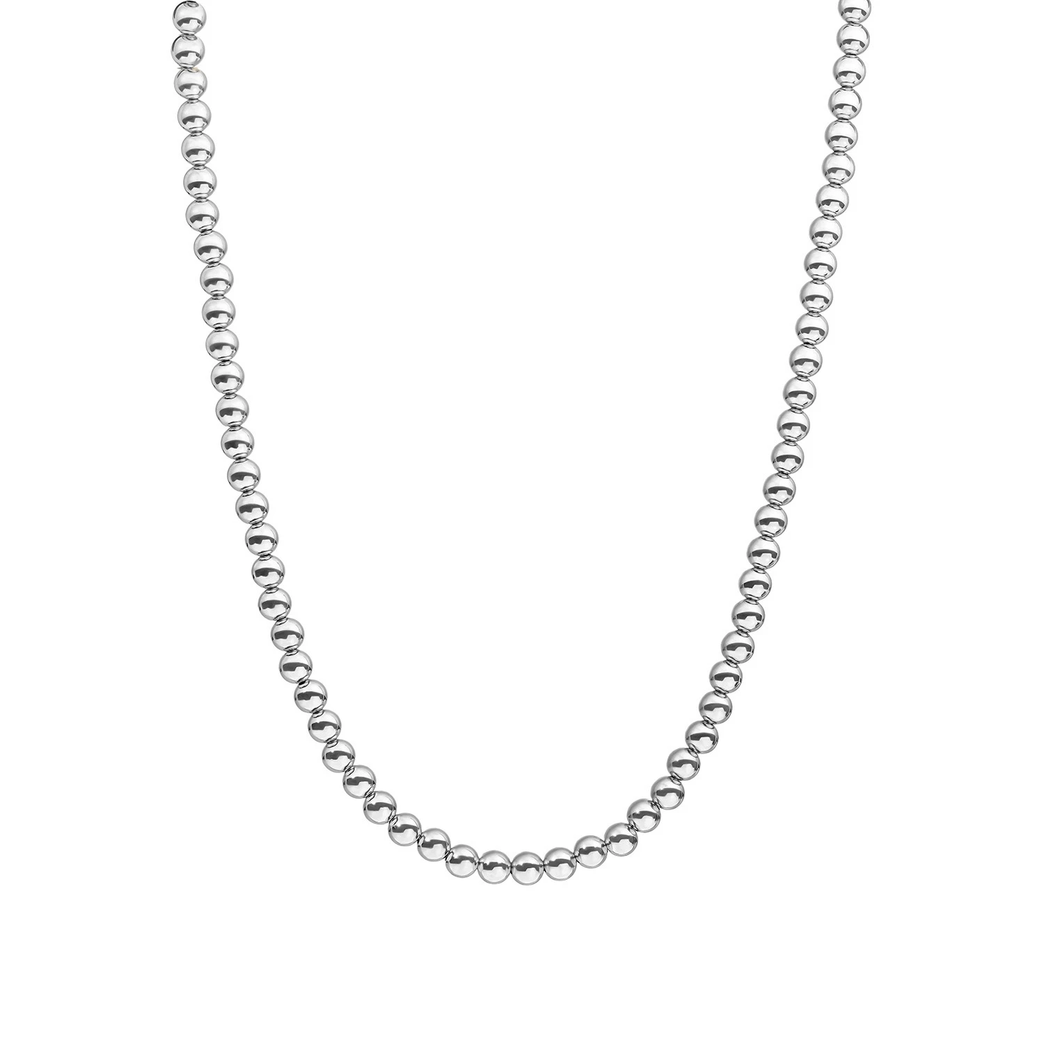 Beaded Necklace | 6mm Silver - 42cm +2cm